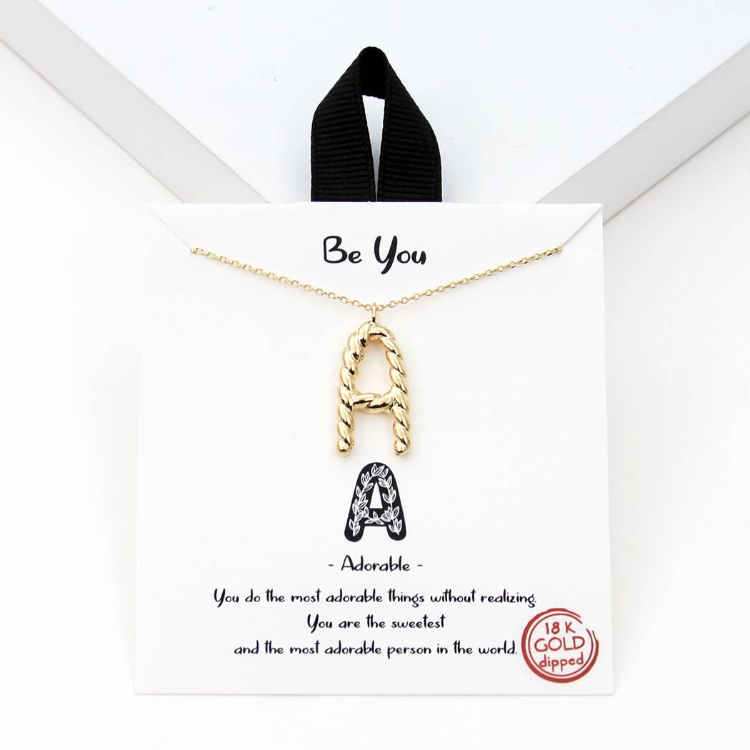 Gold-Dipped Twisted Initial Pendant Necklace