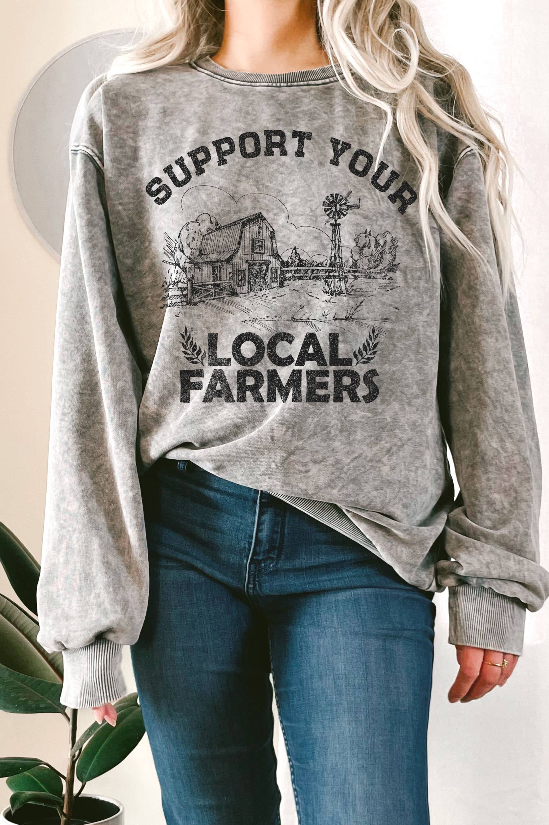 Support Your Local Farmers Mineral Graphic Terry Sweatshirts