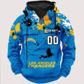 Personalized Los Angeles Chargers Paint-Splatter Custom Name Number 3D Cargo Hoodie