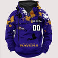 Personalized Baltimore Raven Paint-Splatter Custom Name Number 3D Cargo Hoodie