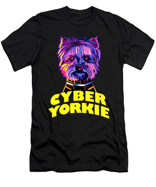 Cyber Yorkie Dog Space Yorkie Men Women Kids 90s Retro T-shirt T-Shirt