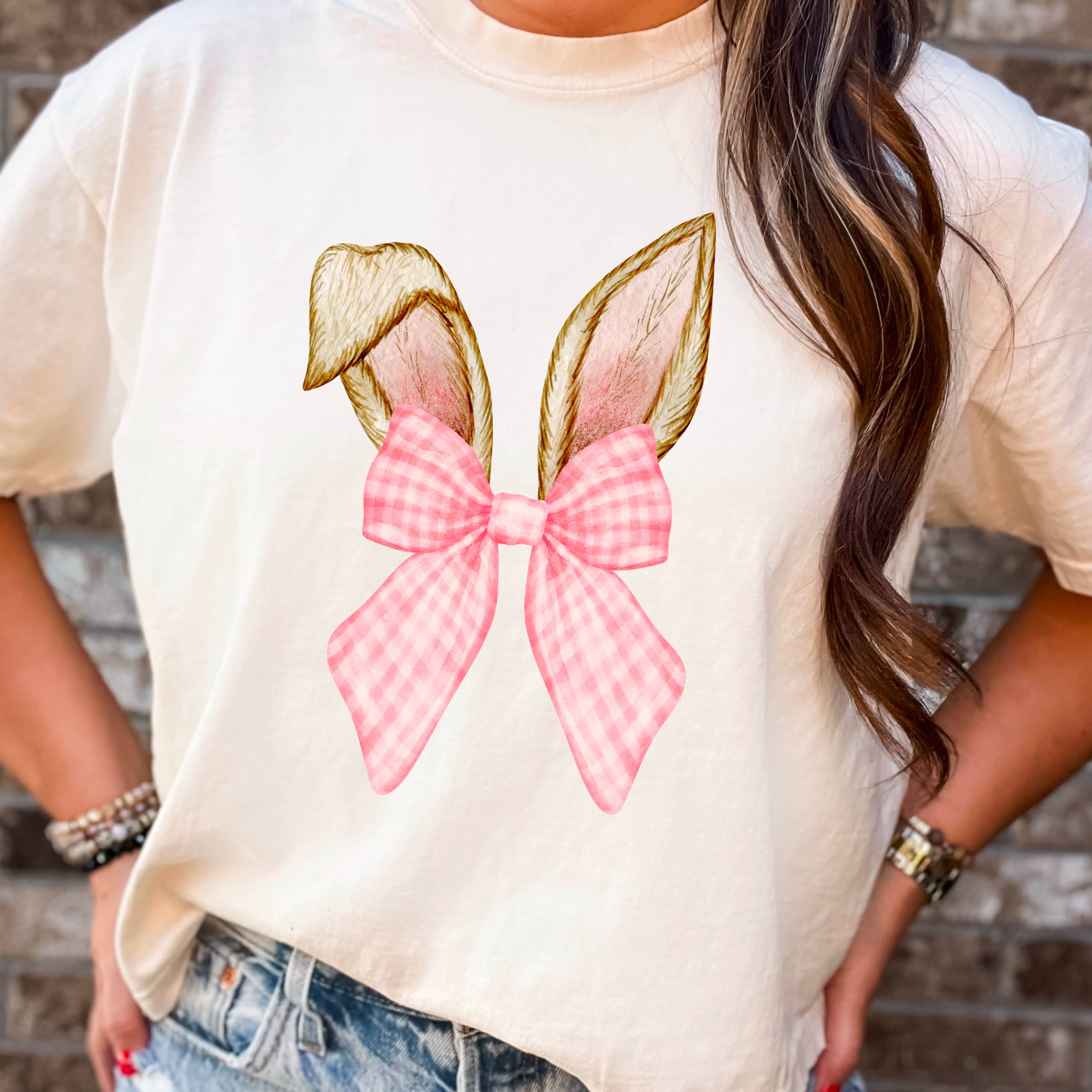 Coquette Easter Bunny Ears Graphic Shirt | Comfort Colors