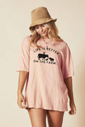 Life Is Better Mineral Oversized Graphic Top