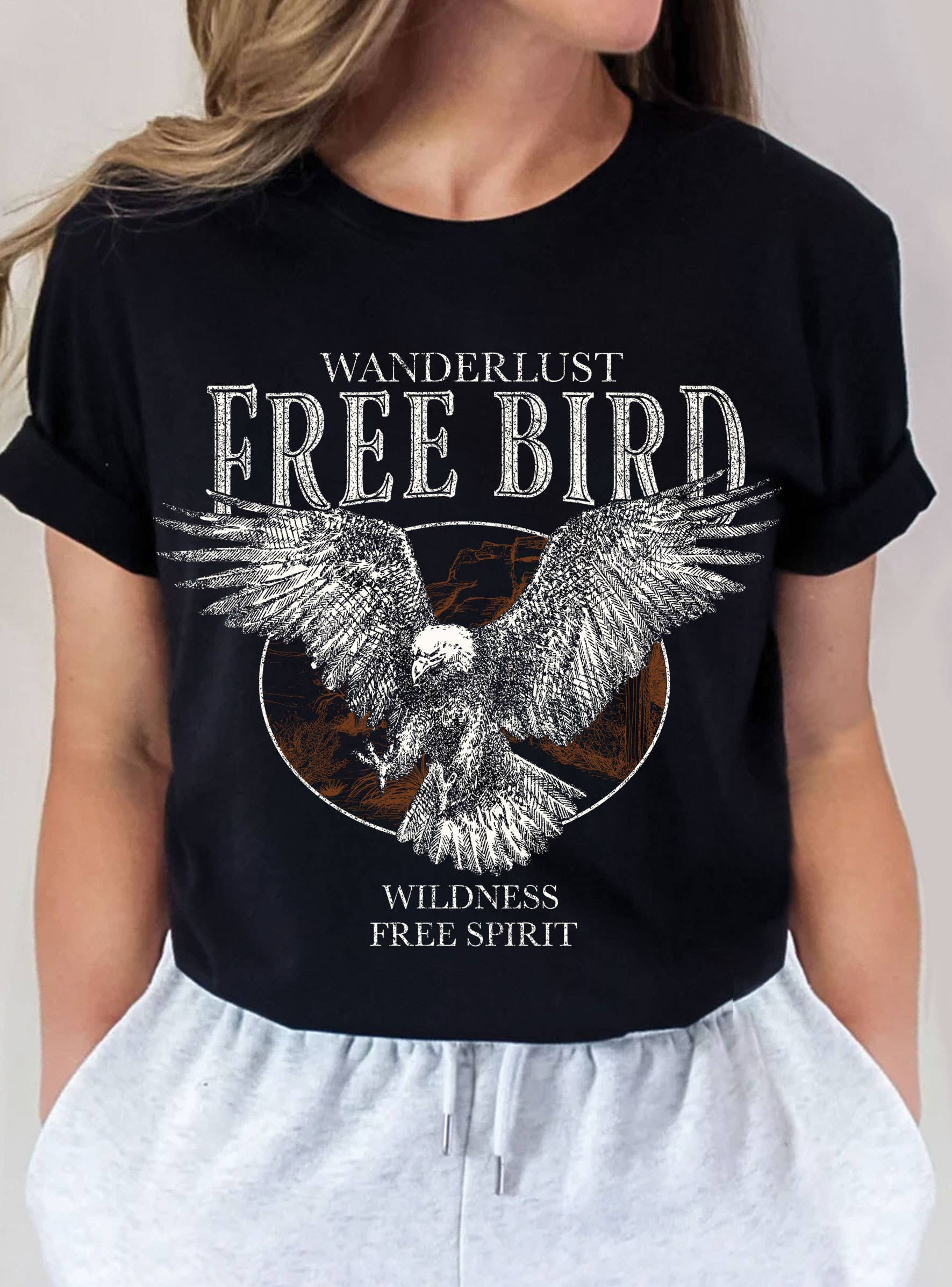 Free Bird Eagle Wanderlust Graphic Tshirts