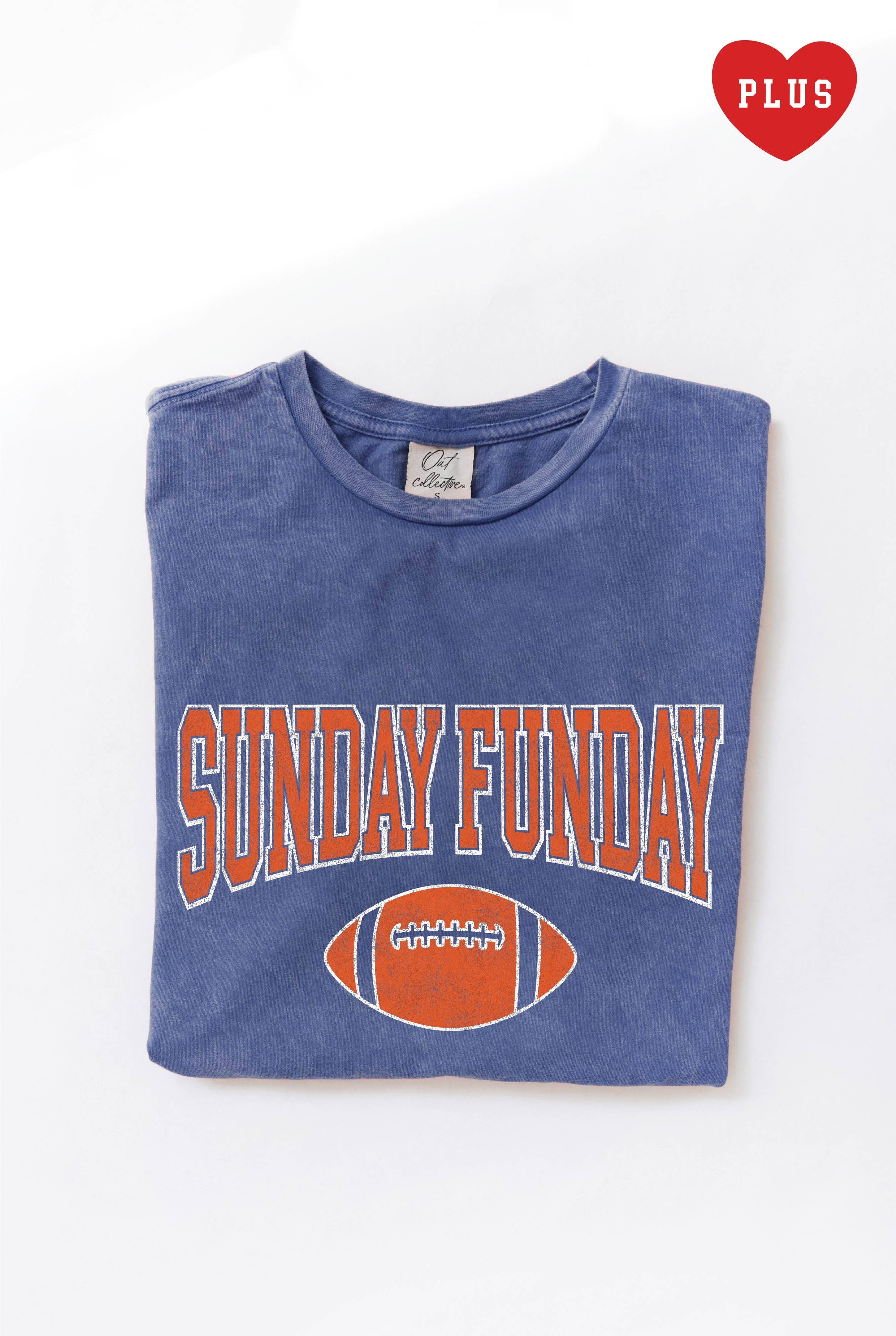 Sunday Funday Graphic Plus Size Mineral Washed Graphic Top