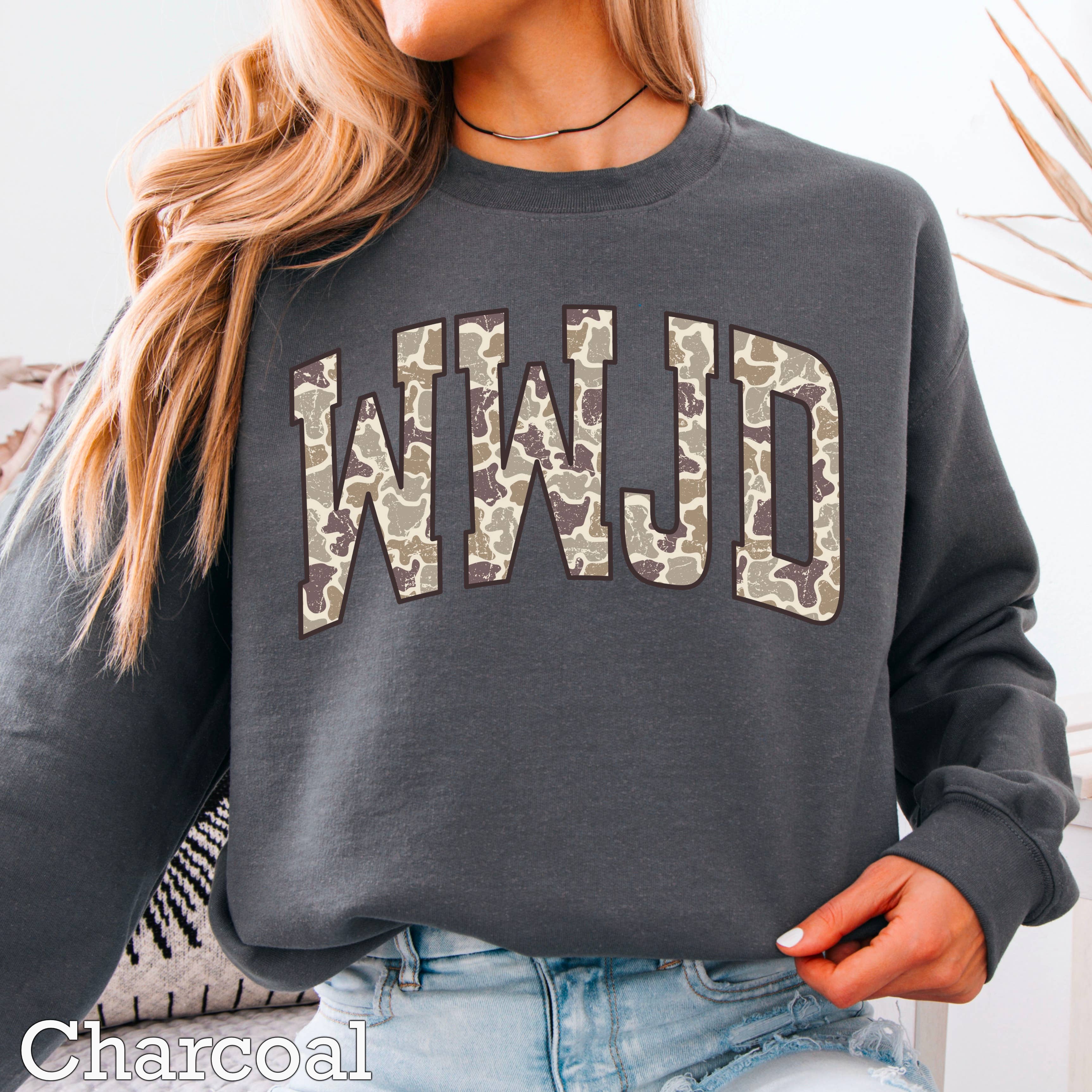 Wwjd Camo Christian Graphic Sweatshirt