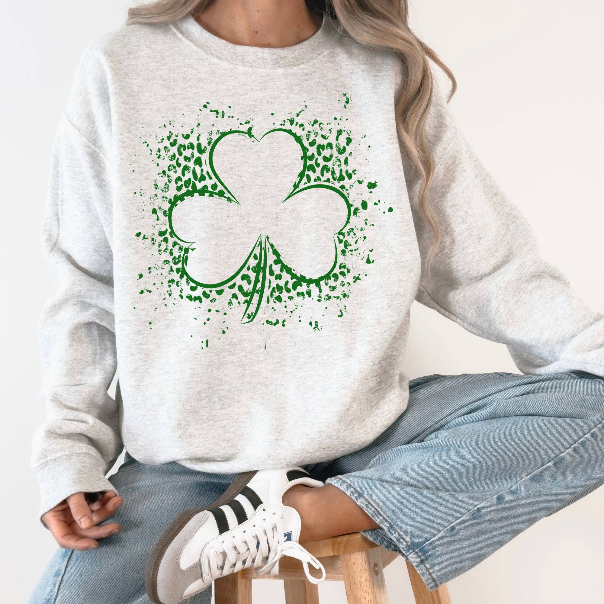 Leopard Print Shamrock Retro, St Patrick's Day Sweatshirt