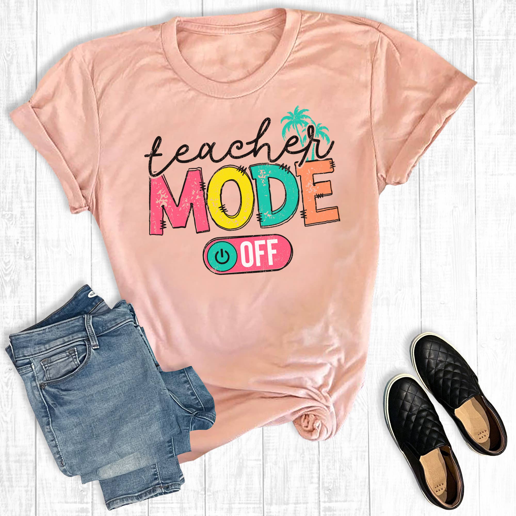Funny Teacher Mode Off Graphic Tee