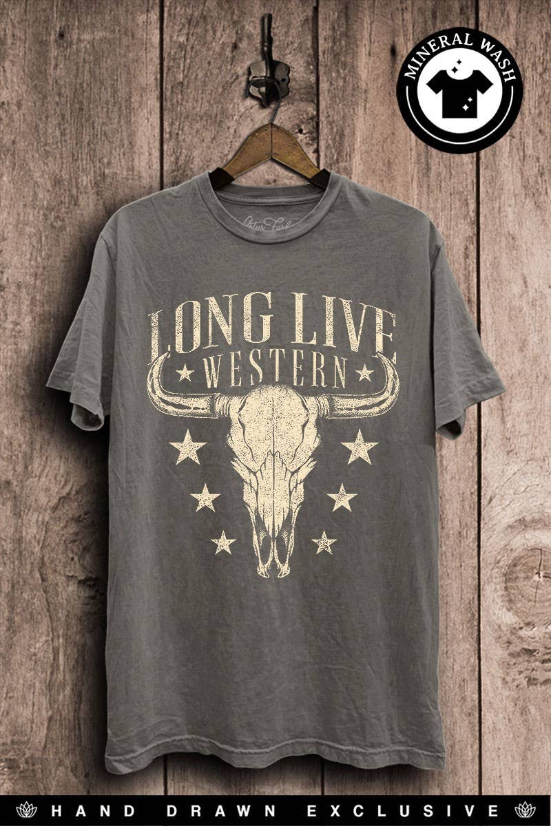 Long Live Western Cow Skull Graphic Top