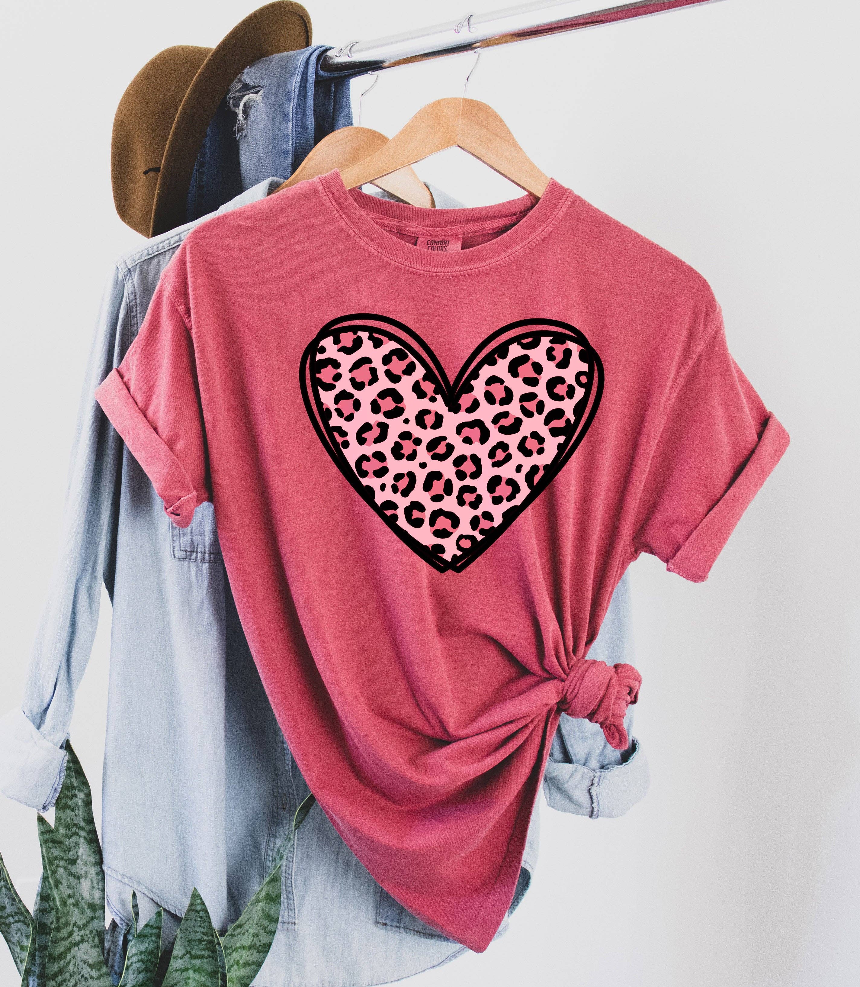 Heart Pink Leopard Print T-Shirt