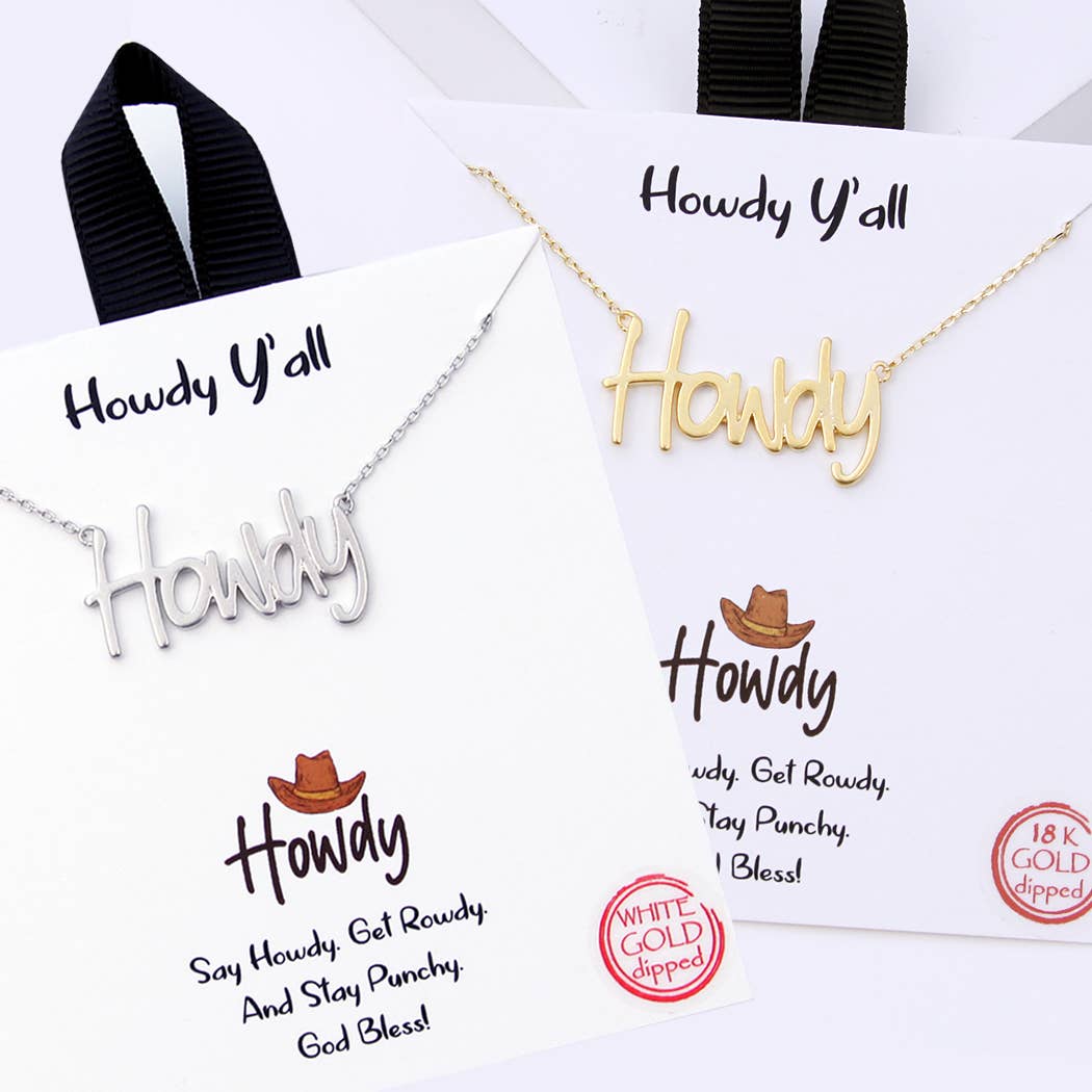 Howdy Y'all Word Charm Pendant Necklace