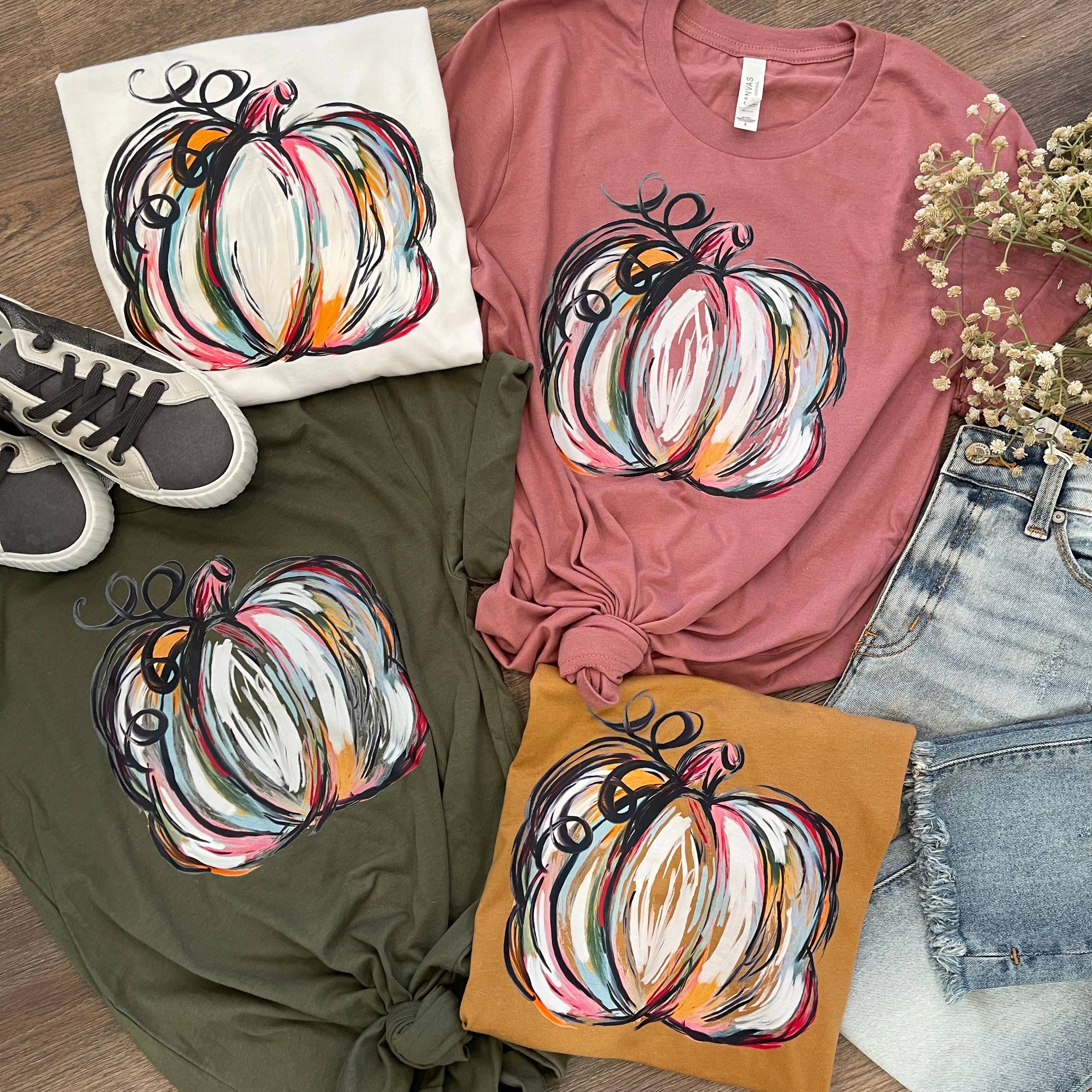 Watercolor Pumpkin Long Sleeve Tee