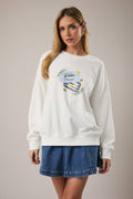 Round Neck Long Sleeve Fish Graphic Print Sweatshirt