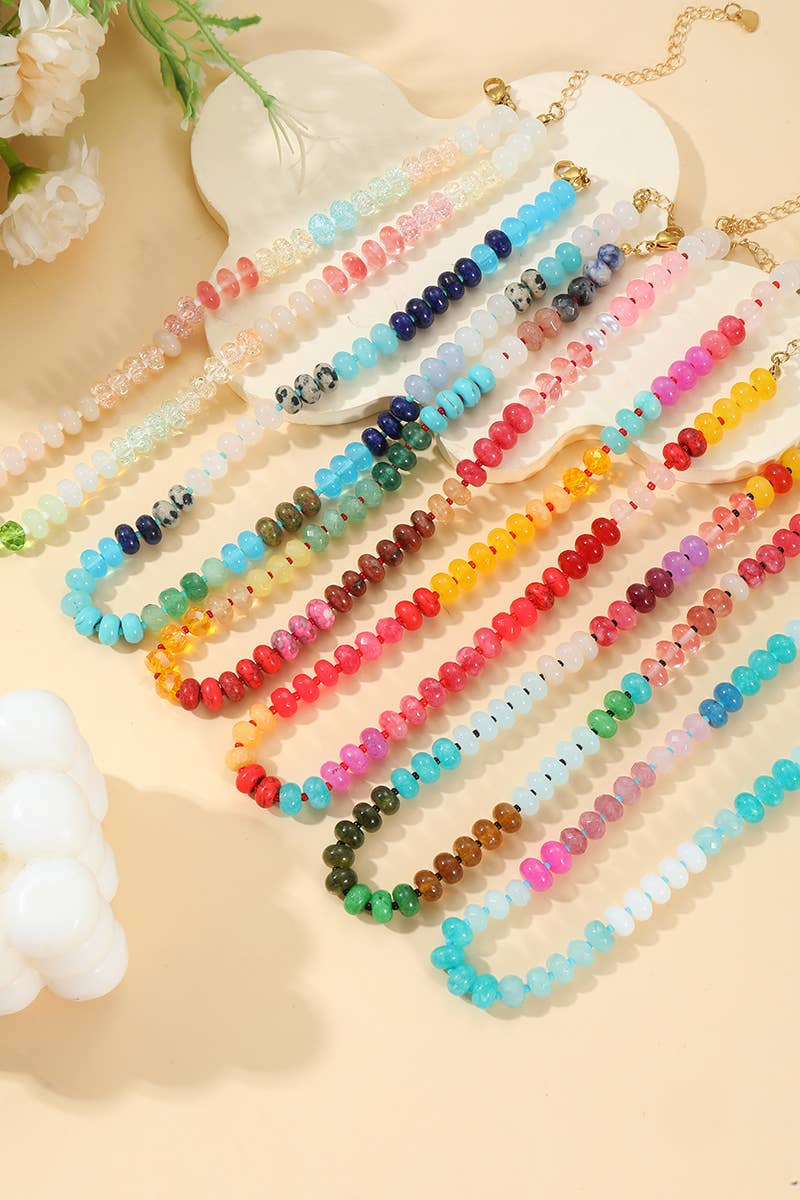 `.Trendy Natural Agate Gemstone Necklace