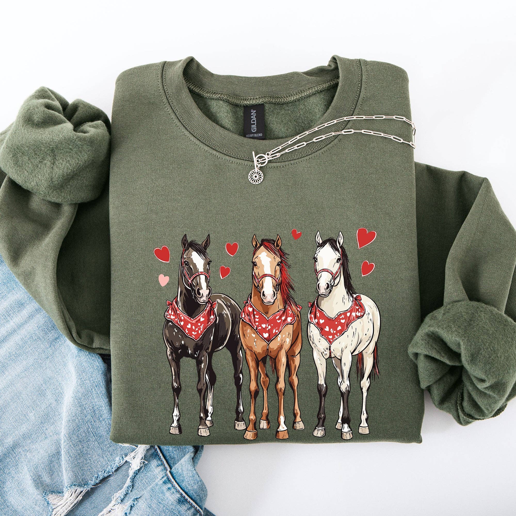 Horses, Western, Valentine's Day Cowboy, Cowgirl Sweatshirt