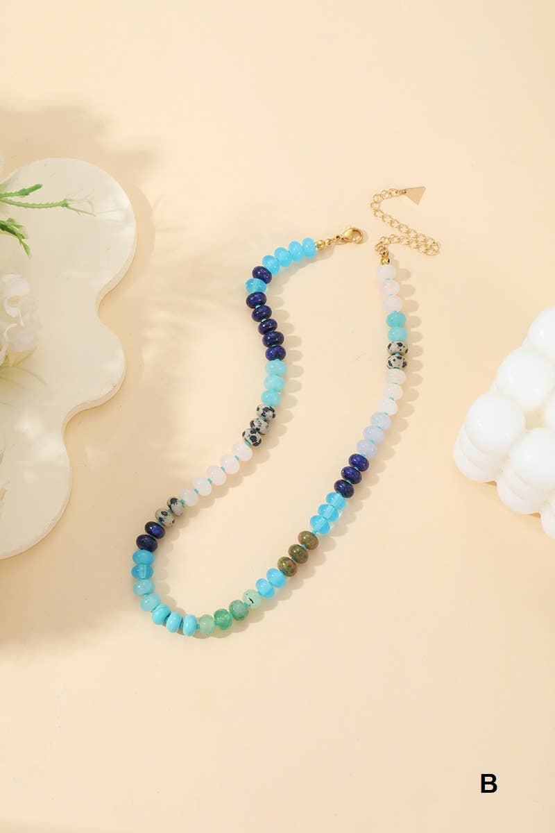 ..0807 Trendy Natural Agate Gemstone Necklace SI-26837