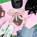 Sequin Football with Pink Sequin Bow Patch Light Pink Sweatshirt