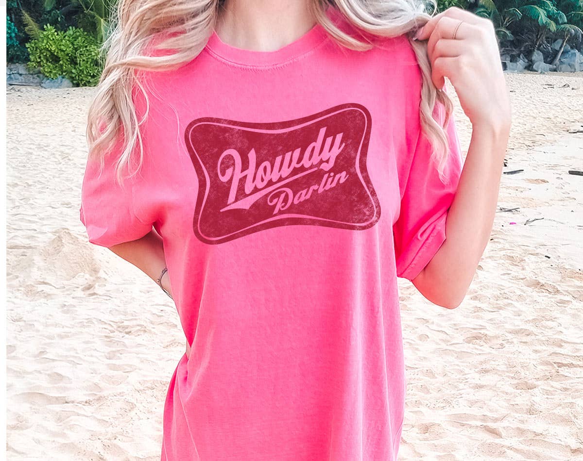 Howdy Darlin - Country Western Retro Beer Comfort Colors Tee