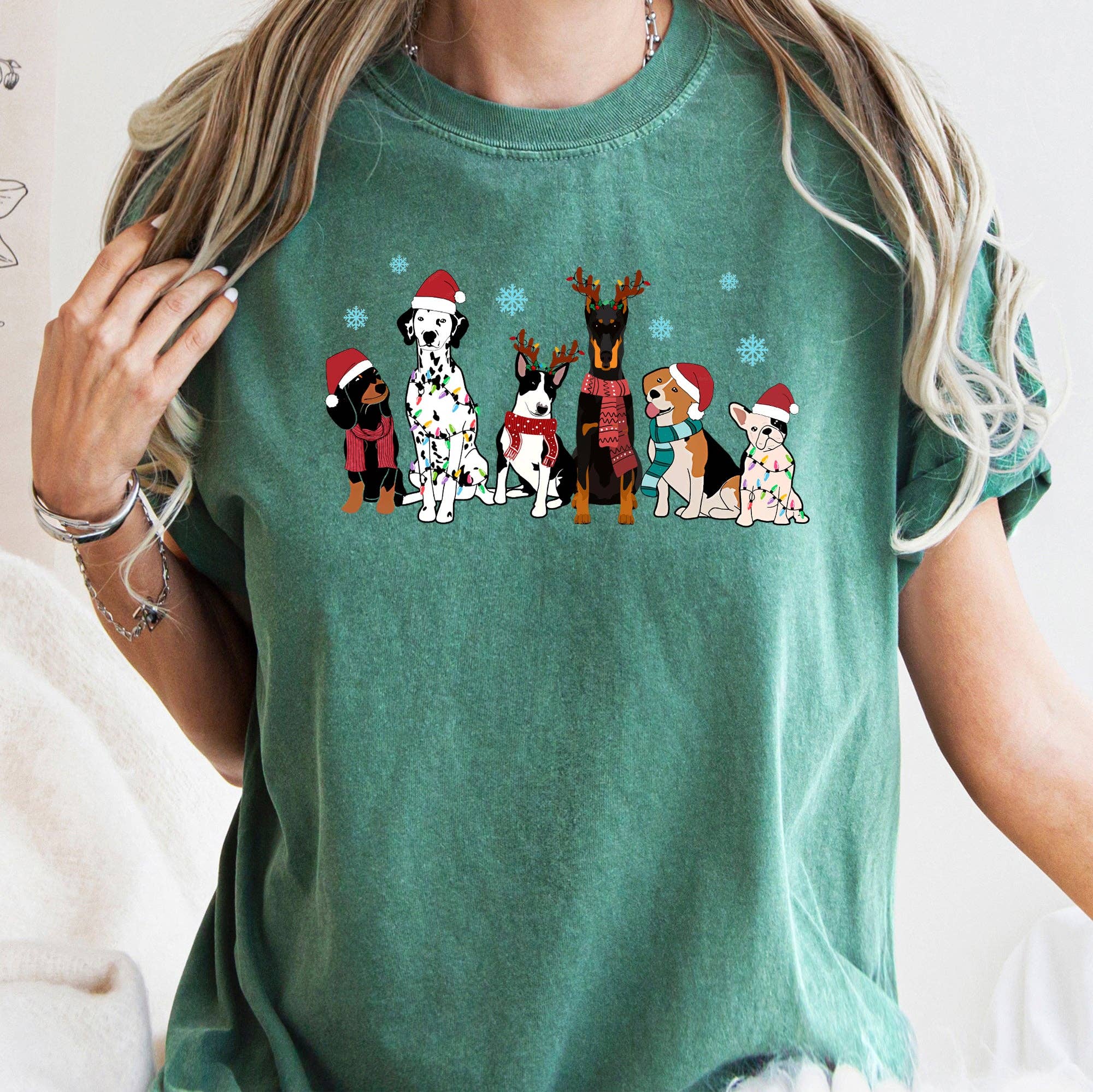 Christmas Dogs, Frenchie, Dog Lovers, Santa, Pet T-Shirt