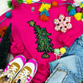 Sequin Colorful Tree Patch Heliconia Crewneck Sweatshirt