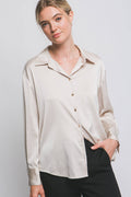 .0808 Long Sleeve Collared Satin Shirt SI-28401