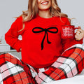Merry Christmas Bow Red Cozy Holiday Graphic Sweatshirt