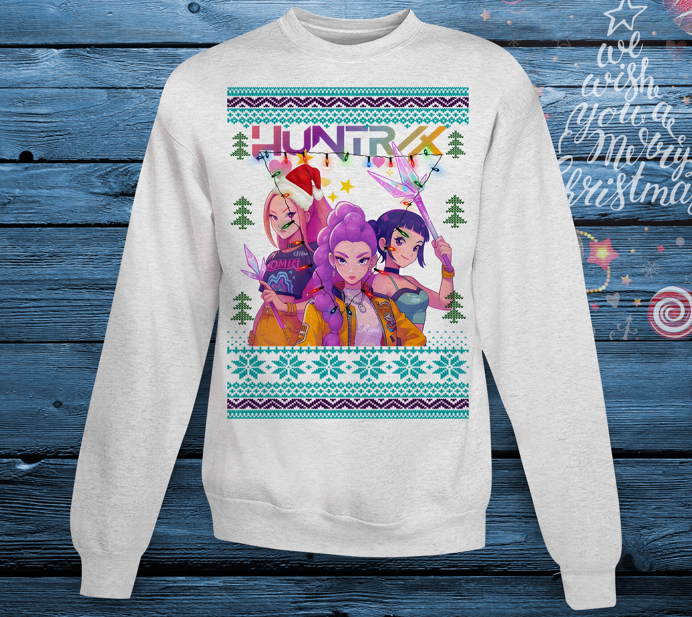 Huntrix Band K-Pop Demon Inspired Ugly Christmas Sweatshirt