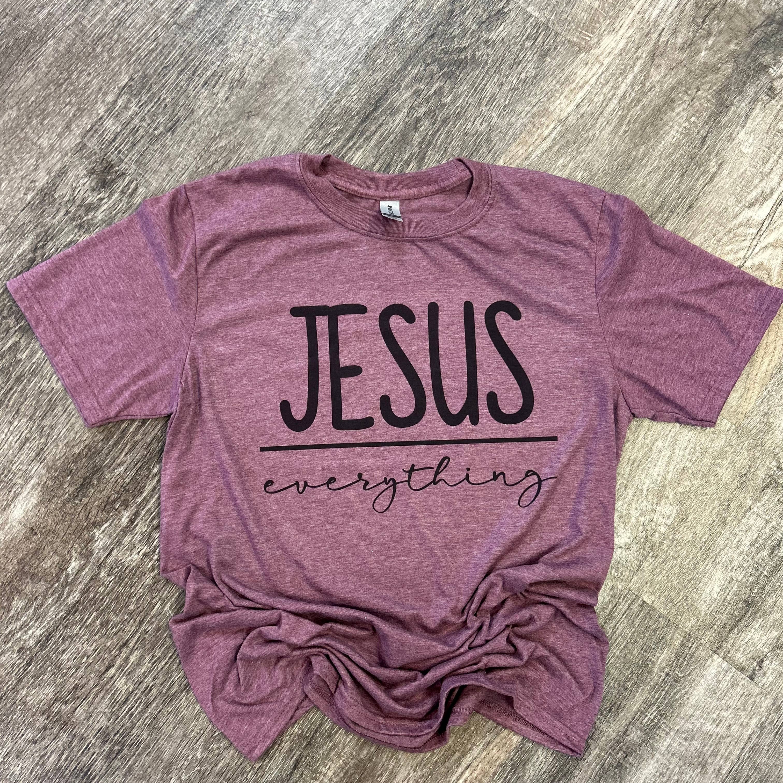 Jesus Over Everything Heather Maroon Tee