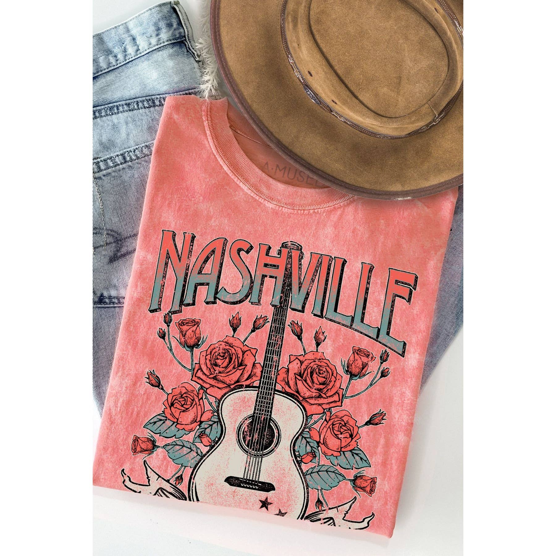 Nashville Music City Summer T-Shirt - Vintage Mineral Wash