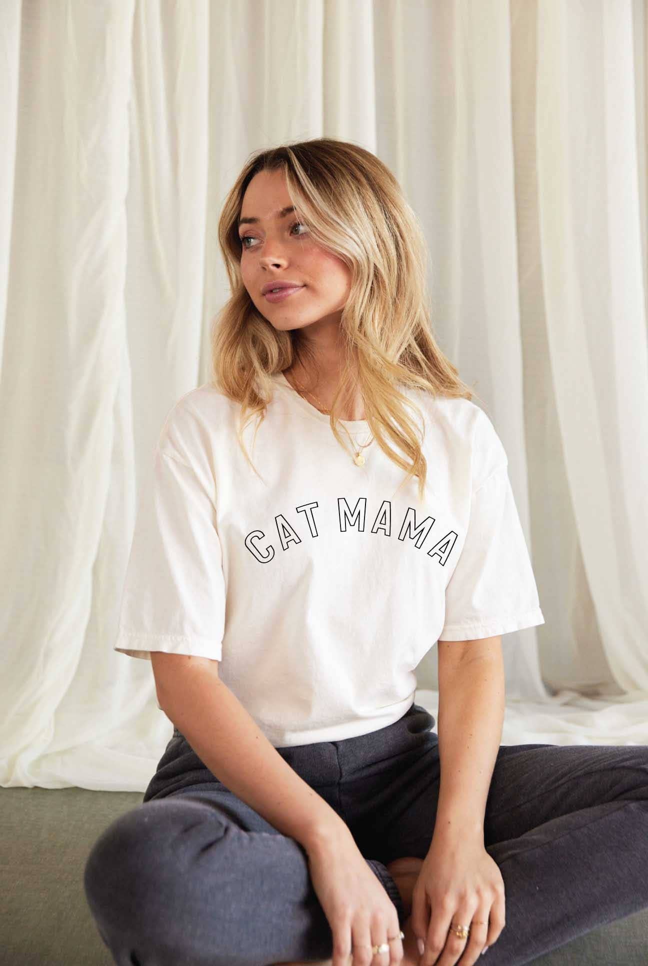 Cat Mama Mineral Washed Graphic Top