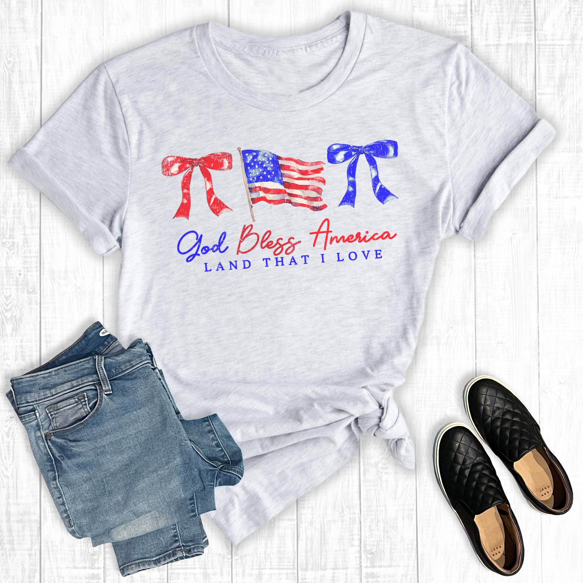 Retro Coquette 4th of July God Bless the Land Graphic Tee