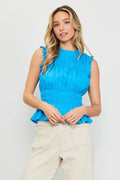 Smocked Peplum Sleeveless Top