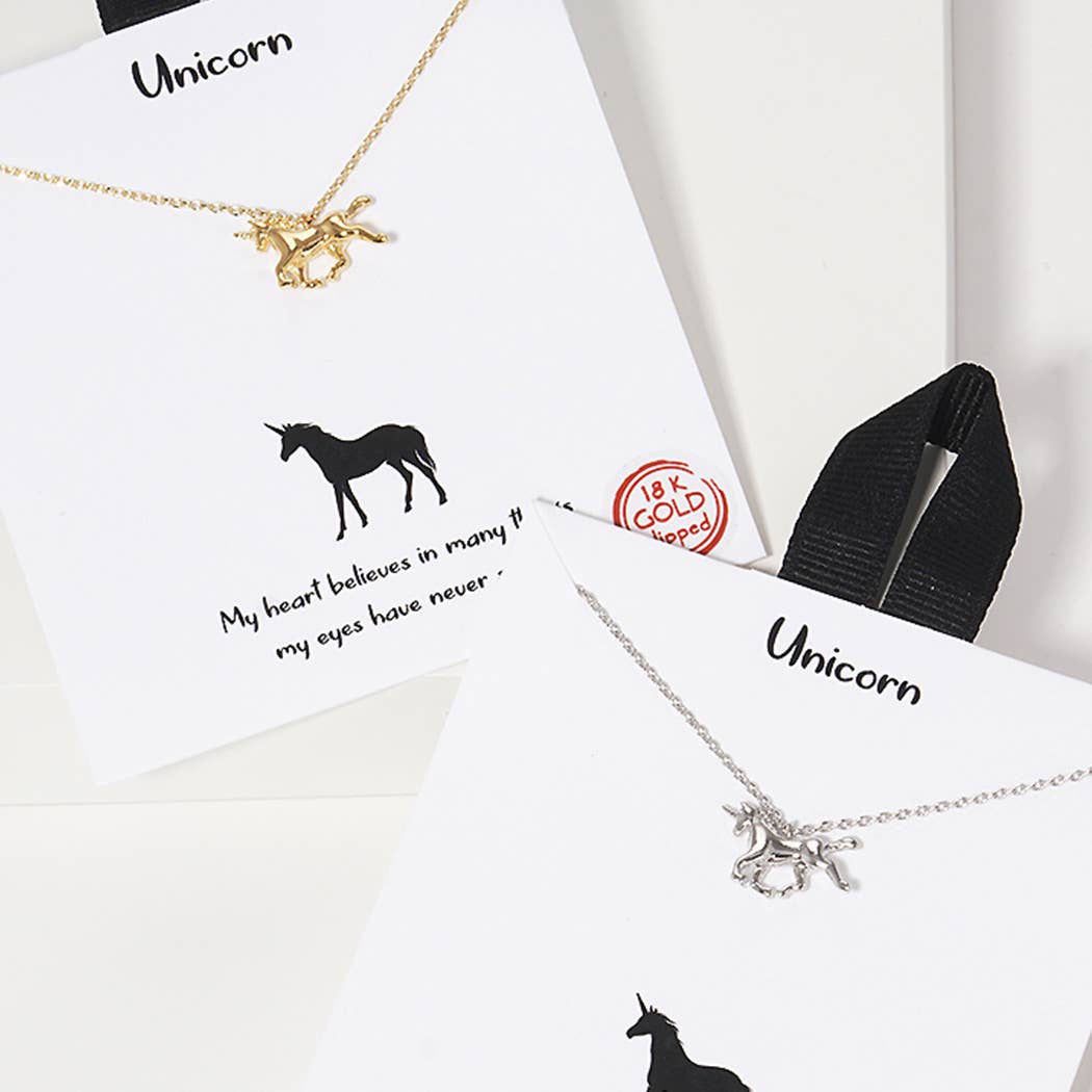Gold-Dipped Unicorn Charm Necklace