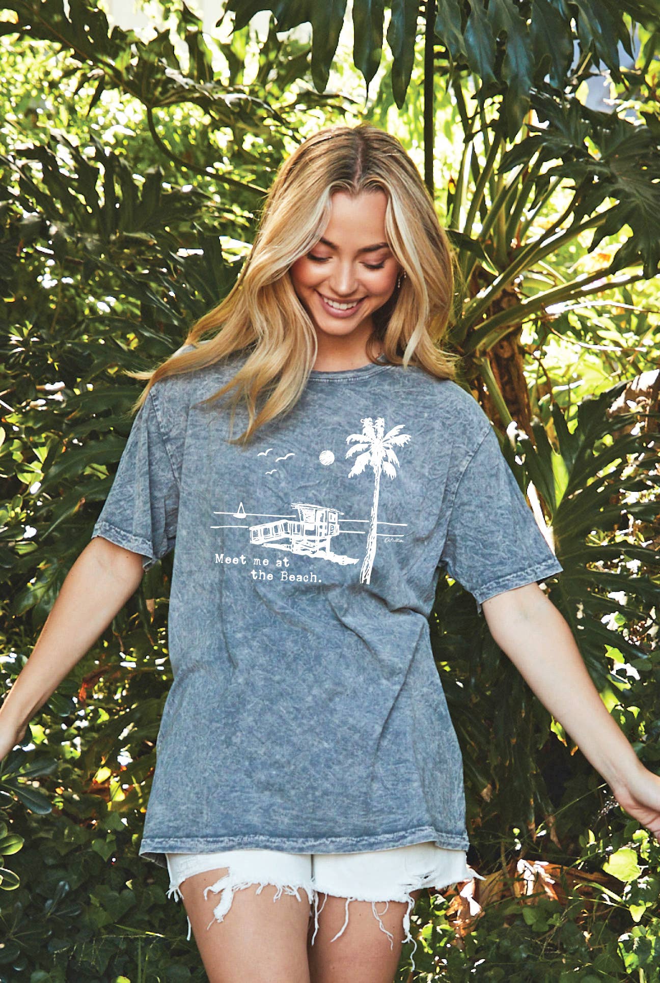 Meet Me At the Beach Mineral Graphic Top