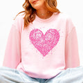 Pink Leopard Print Heart Valentine's Day, Love, Sweatshirt