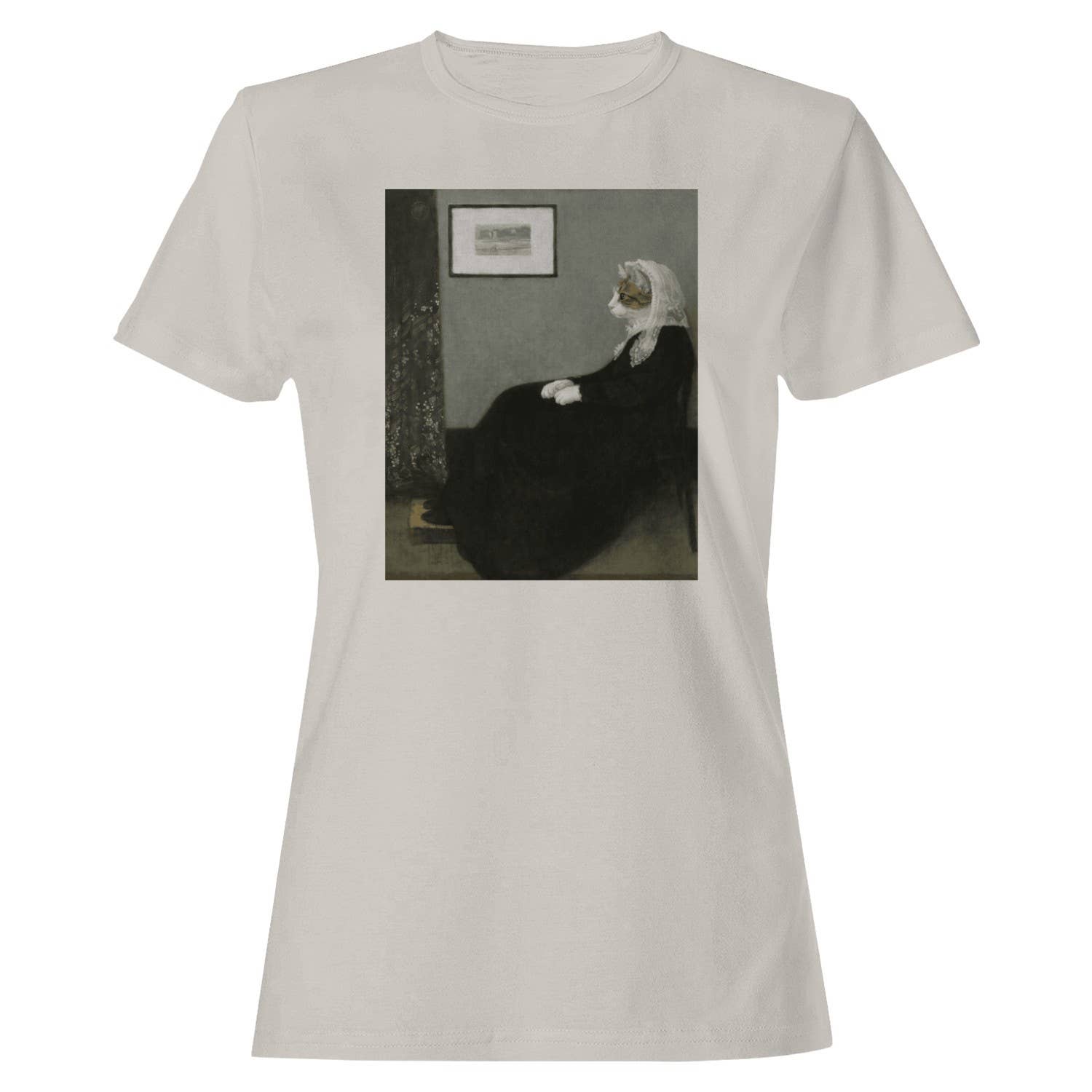 Whistler’S Mother Parody Women's T-Shirt Ice Grey