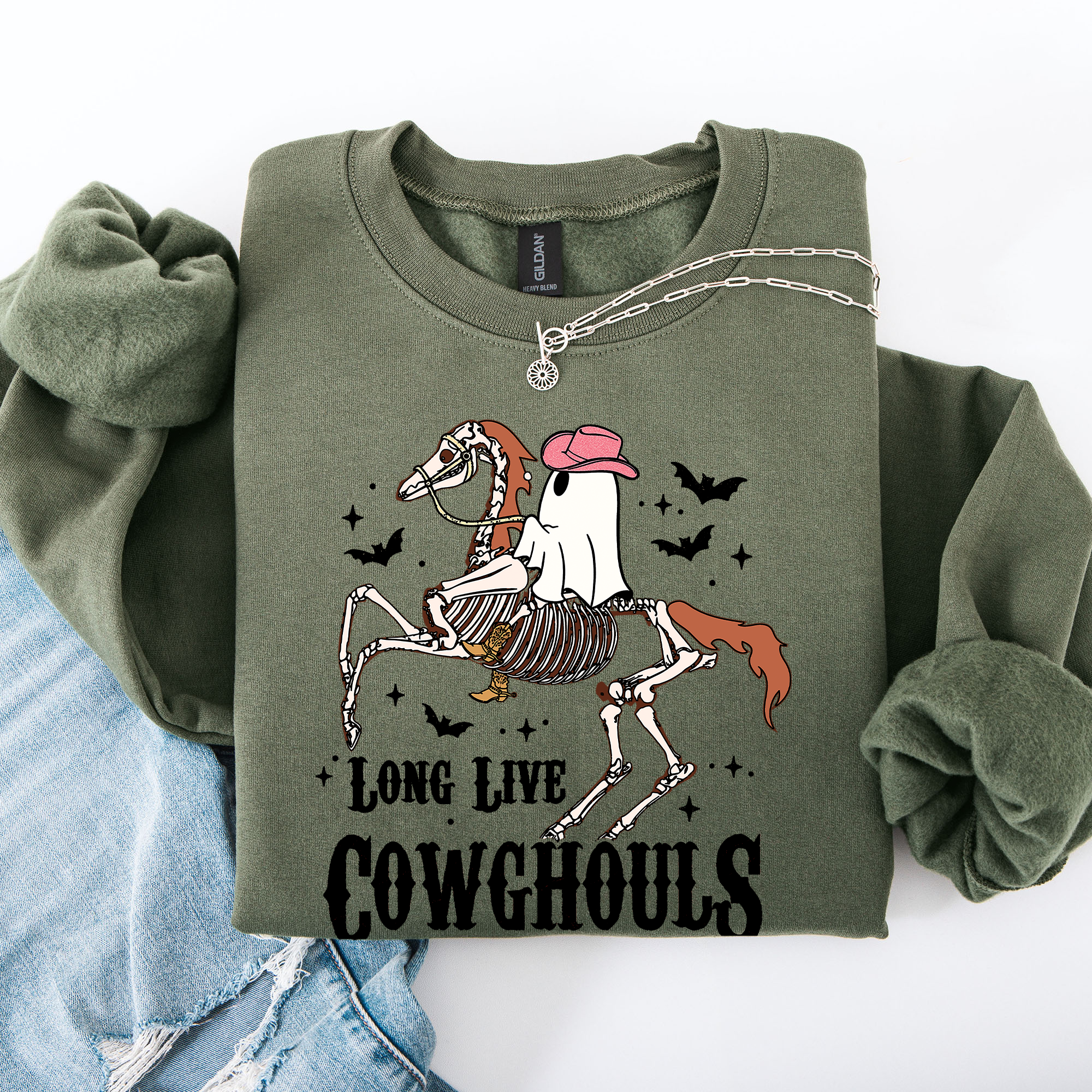 Long Live Cowghouls Ghost, Horse, Halloween Sweatshirt