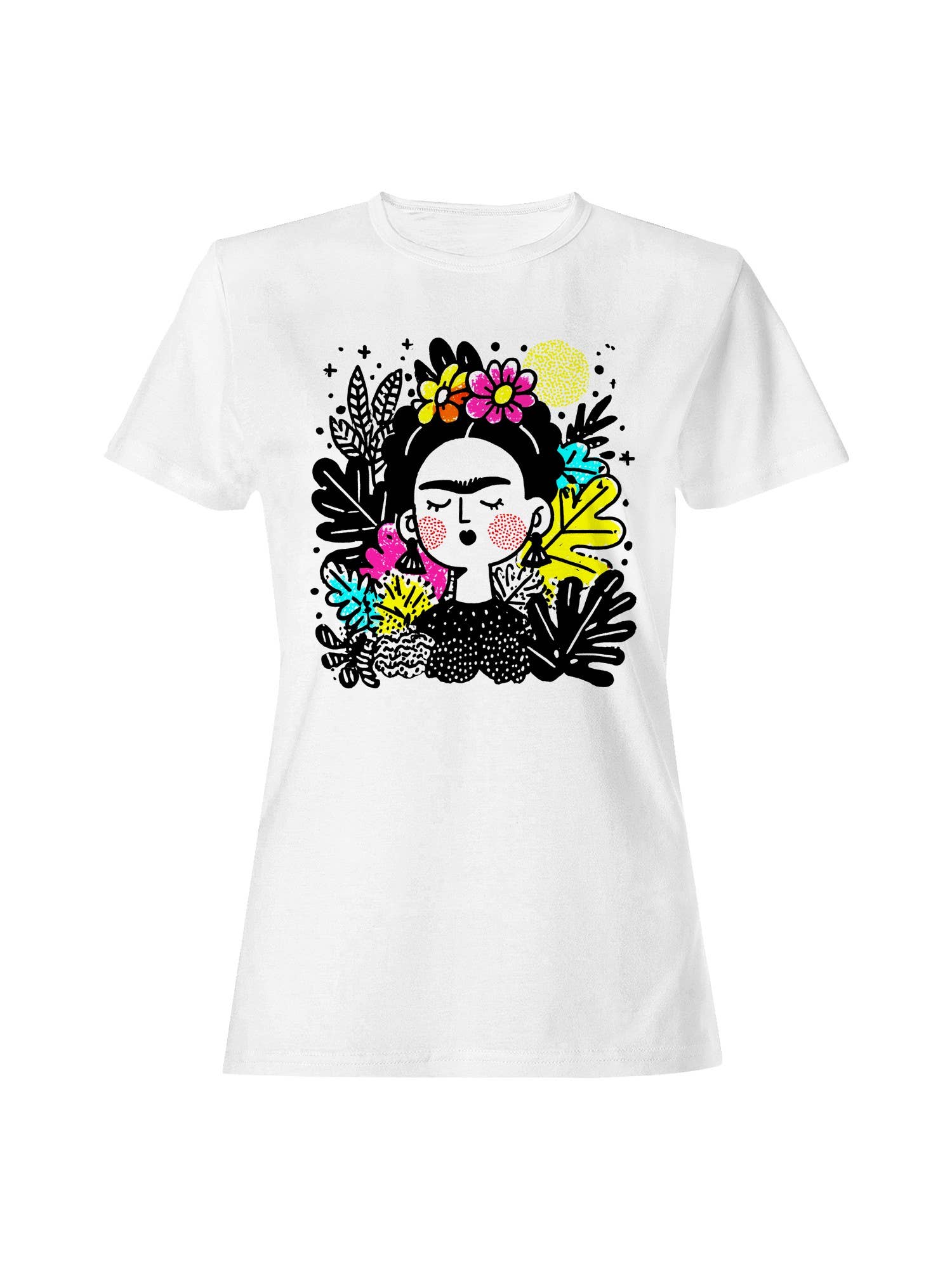 Vibrant Floral Art with Character Women's T-Shirt