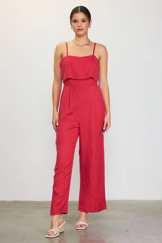 Sleeveless Linen Blend Jumpsuit