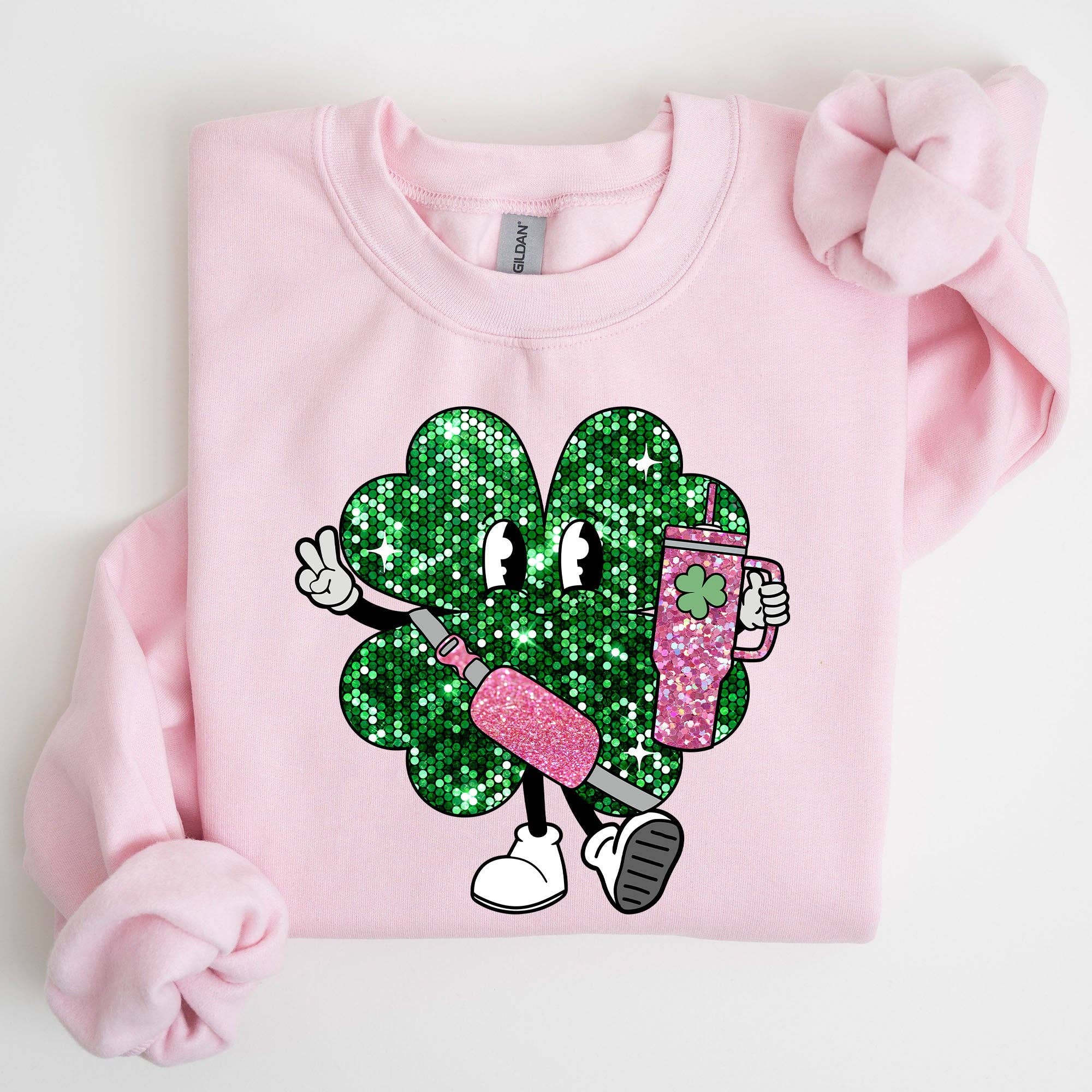 Sparkle Shamrock, Faux Glitter St Patrick's Day Sweatshirt