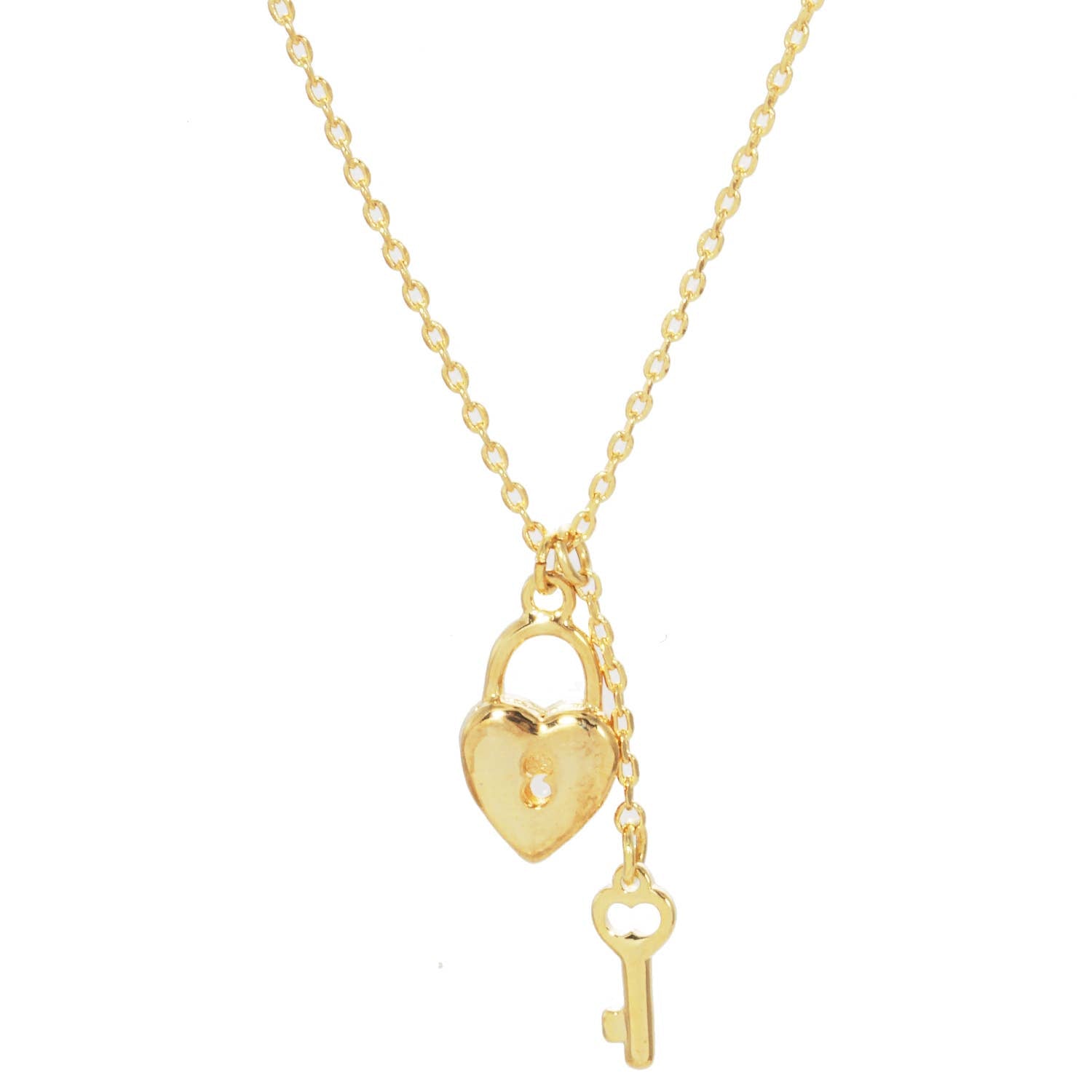 Gold Dipped Brass Heart Lock Necklace