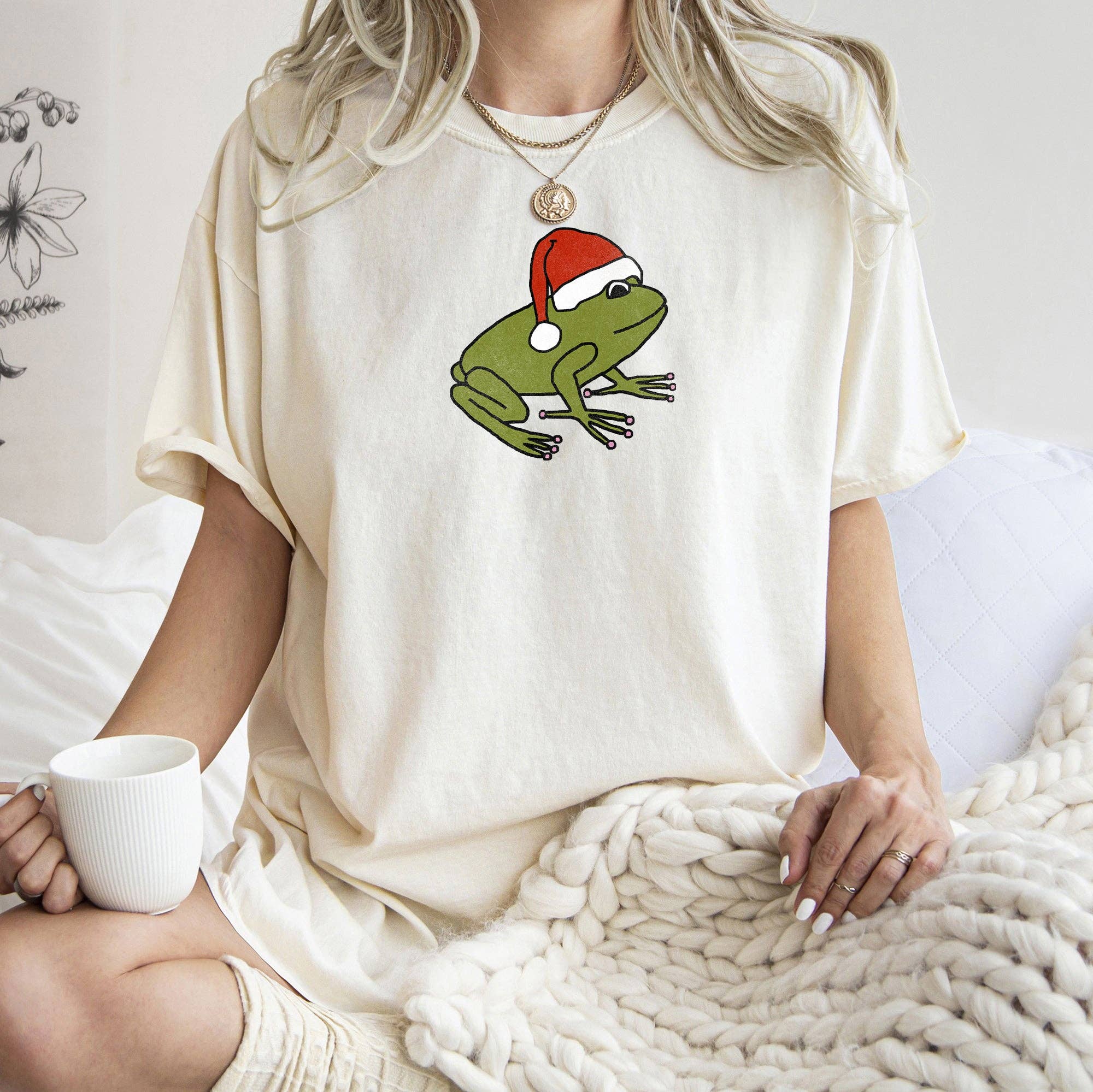 Santa Frog, Christmas, Retro, Trend, Toad, Tshirt