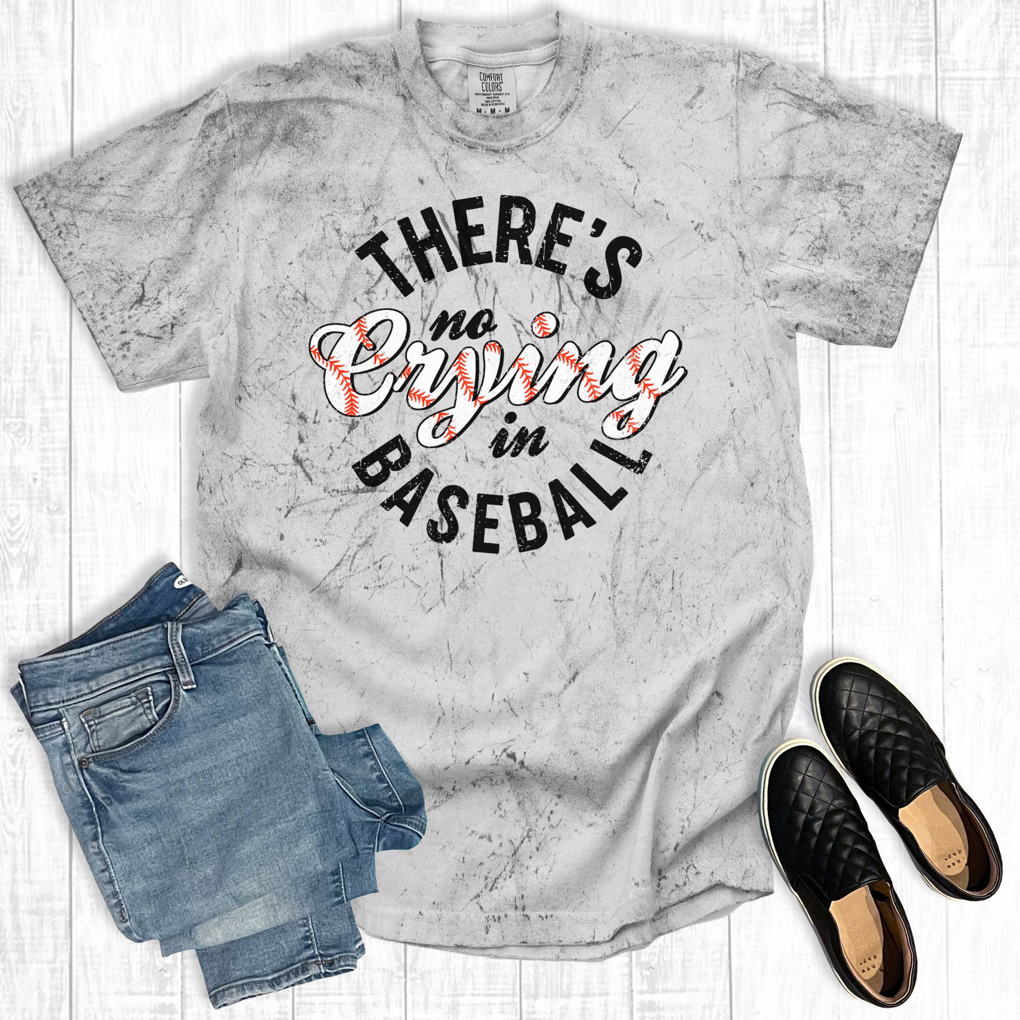 Retro There's No Crying in Baseball Comfort Colors Graphic