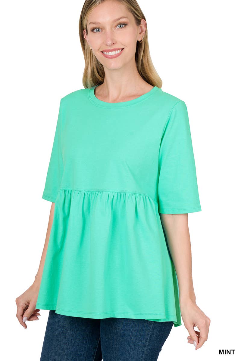 `.0804 Empire Waist Shirring Cotton Tunic SI-16571
