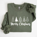 Minimalist Merry Christmas Trees, Classic, Retro, Sweatshirt