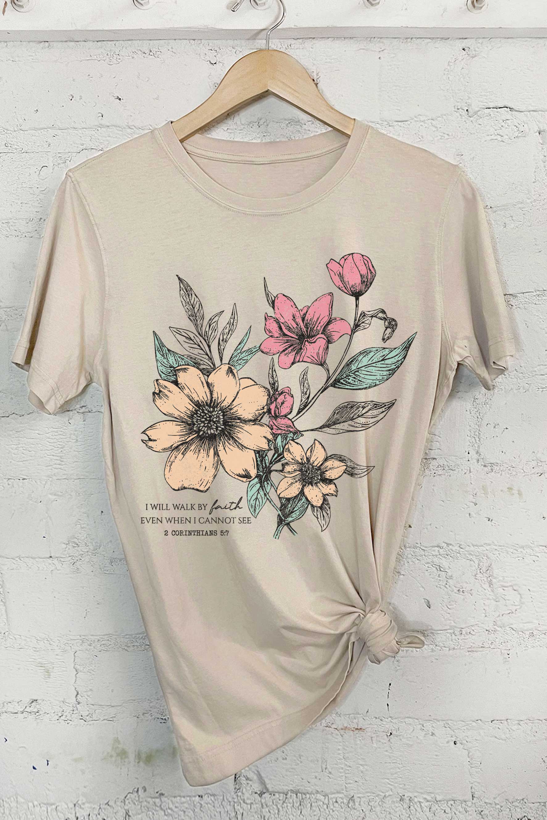I Will Walk Faith Floral Graphic Tshirt