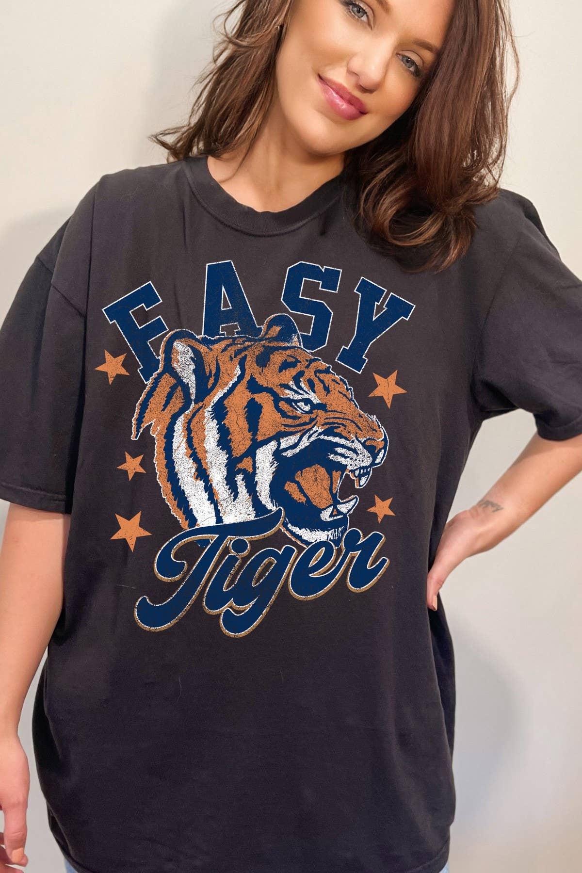 Unisex Oversize - Easy Tiger Graphic Print Top