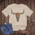 Western Check Cow Print Cow Skull Graphic Tee