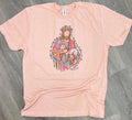 Brushstroke Jesus with Lamb He Is Risen On Peach Tee