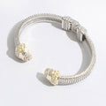 Two Tone Textured Cuff Bangle Bracelet